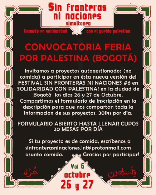 Feria Festival Sin Fronteras Ni Naciones #6 En Solidaridad Por Palestina